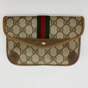 Gucci Vintage GG PVC Sherry Line Cosmetic Bag Authentic